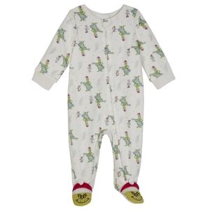 Dr. Seuss Christmas Grinch White Unisex Baby Sleep N' Play Footies